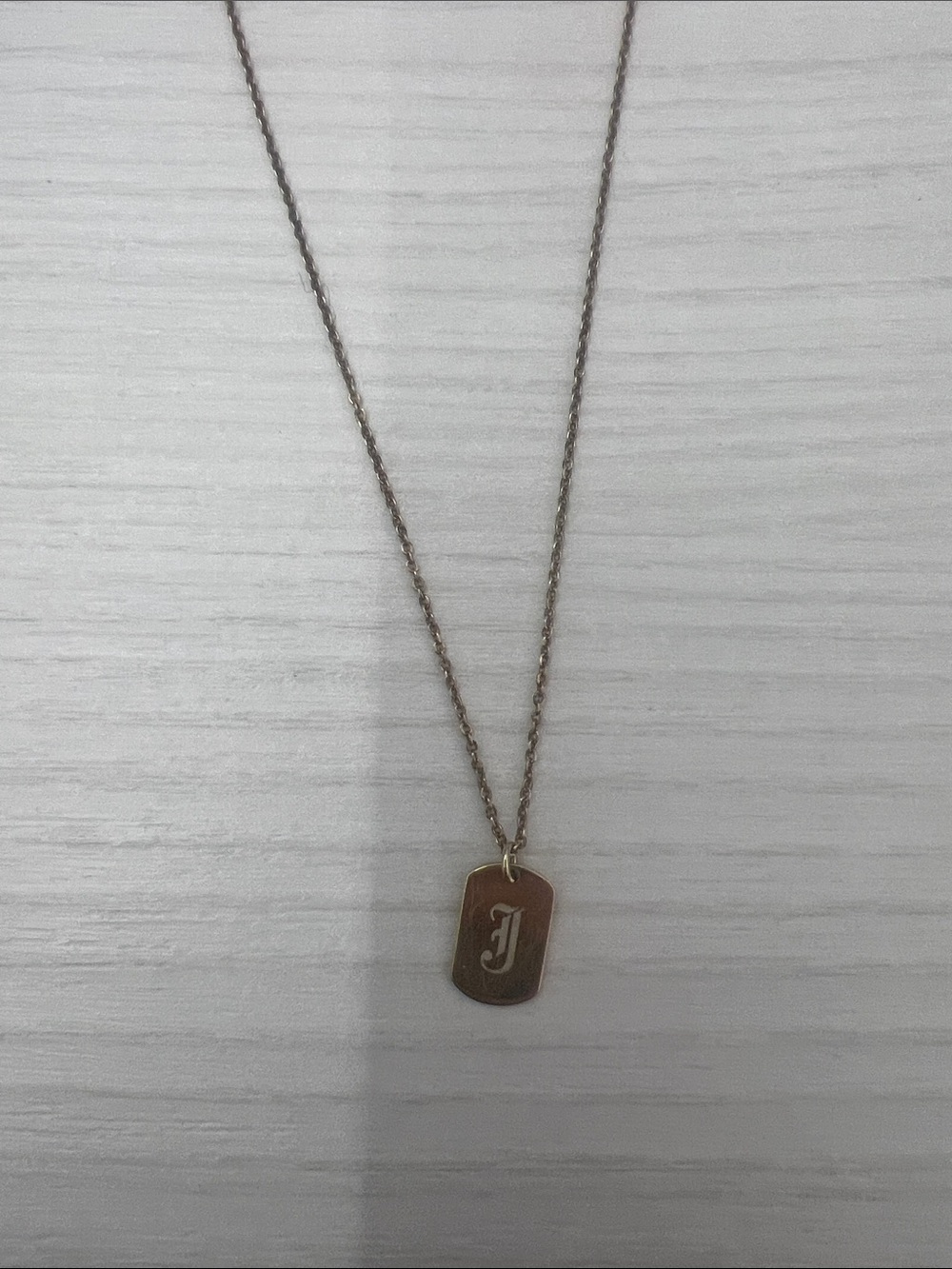 Sterling silver Gold-Tone Rectangular 925 Stamped J Pendant and necklace